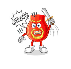 uvula knights attack with sword. cartoon mascot vector