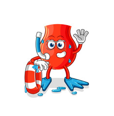uvula swimmer with buoy mascot. cartoon vector