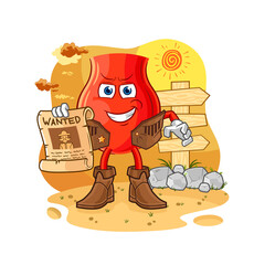 uvula cowboy with wanted paper. cartoon mascot vector