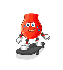 uvula riding skateboard cartoon character vector