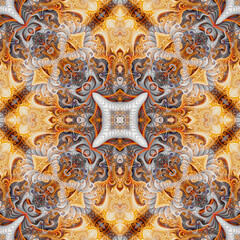 Square seamless fractal patterns. Beautiful bright background.