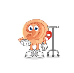 ear sick in IV illustration. character vector