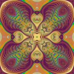 Square seamless fractal patterns. Beautiful bright background.