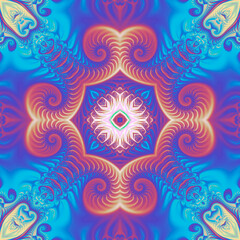 Square seamless fractal patterns. Beautiful bright background.