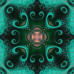 Square seamless fractal patterns. Beautiful bright background.