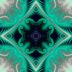 Square seamless fractal patterns. Beautiful bright background.