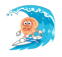 ear surfing character. cartoon mascot vector