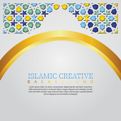Fototapeta premium Elegant mosque gate design. Islamic creative background with Islamic mosaic and mosque vector