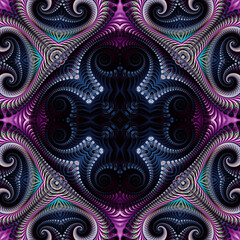 Square seamless fractal patterns. Beautiful bright background.
