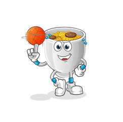 noodle bowl playing basket ball mascot. cartoon vector