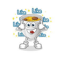 noodle bowl give lots of likes. cartoon vector