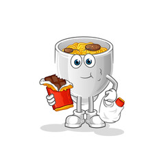 noodle bowl eat chocolate mascot. cartoon vector