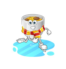 noodle bowl ice skiing cartoon. character mascot vector