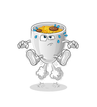 recommend clip art: noodle bowl fart jumping illustration. character vector