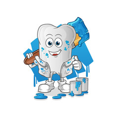 dog bone painter illustration. character vector