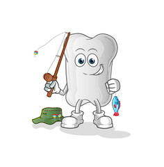 dog bone fisherman illustration. character vector