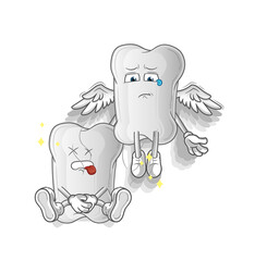 dog bone spirit leaves the body mascot. cartoon vector