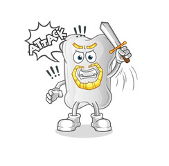 dog bone knights attack with sword. cartoon mascot vector