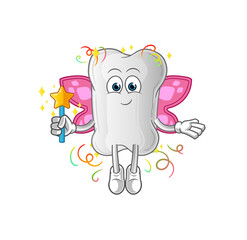 dog bone fairy with wings and stick. cartoon mascot vector