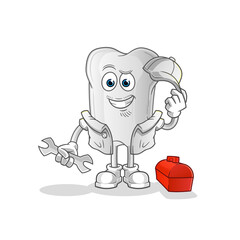dog bone mechanic cartoon. cartoon mascot vector