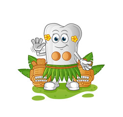 dog bone hawaiian waving character. cartoon mascot vector