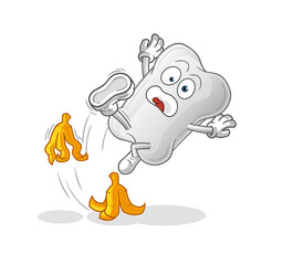dog bone slipped on banana. cartoon mascot vector