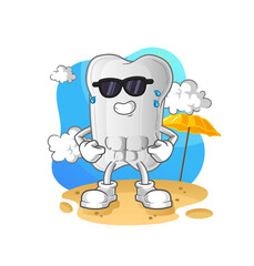 dog bone sunbathing in summer. character vector