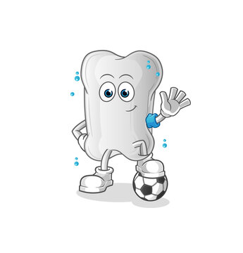 dog bone playing soccer illustration. character vector