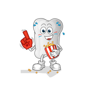 dog bone fan with popcorn illustration. character vector