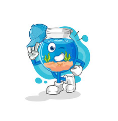 fish bowl young boy character cartoon