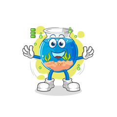 fish bowl full battery character. cartoon mascot vector