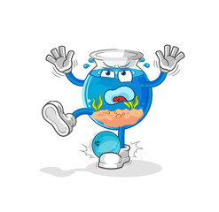fish bowl hiten by bowling cartoon. cartoon mascot vector