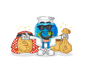 fish bowl rich arabian mascot. cartoon vector