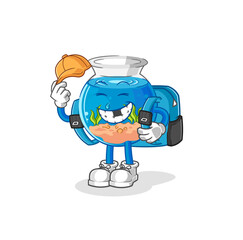 fish bowl goes to school vector. cartoon character