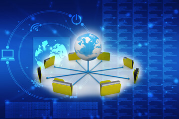 3d illustration of Data sharing concept