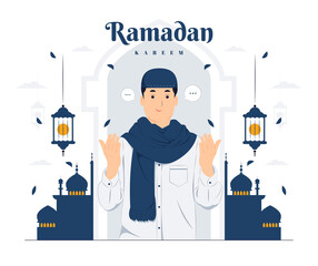 Man on Ramadan Kareem concept illustration