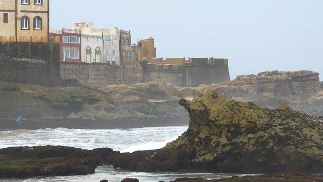 The wild coastline of Essaouira in Morocco