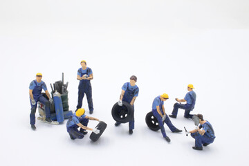 a mini of Mechanics working, Maintenance engineer repair