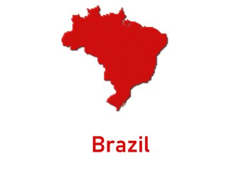 Obraz premium Brazil map, map of Brazil made of red dot pattern and name.