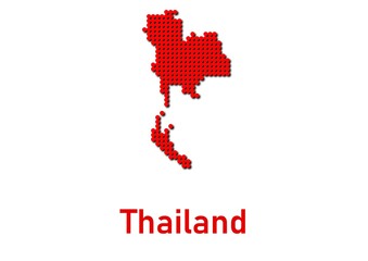 Thailand map, map of Thailand made of red dot pattern and name.