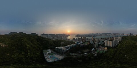 hong kong island in 360 panorama