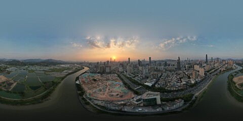 Obraz premium 360 degrees panorama of Shenzhen skyline