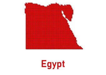 Egypt map, map of Egypt made of red dot pattern and name.