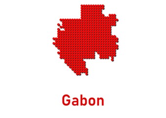 Fototapeta premium Gabon map, map of Gabon made of red dot pattern and name.
