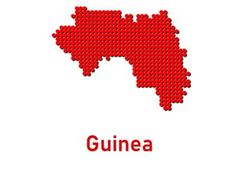 Guinea map, map of Guinea made of red dot pattern and name.