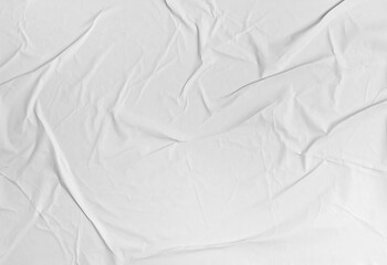 Blank white crumpled paper poster texture background. White paper wrinkled poster template, white...
