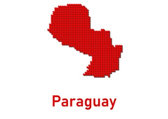 Paraguay map, map of Paraguay made of red dot pattern and name.