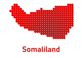 Fototapeta premium Somaliland map, map of Somaliland made of red dot pattern and name.
