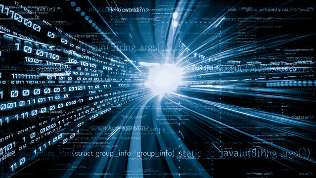 Software development, application programming code and tacit computer coding . Concept of smart digital transformation and technology disruption that changes global trends in new information era .