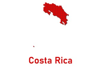 Costa Rica map, map of Costa Rica made of red dot pattern and name.